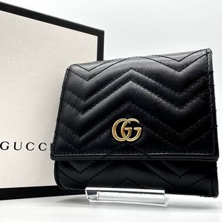 Gucci - ✨美品✨グッチ 二つ折り財布 GG マーモント キルティング レザー ブラック