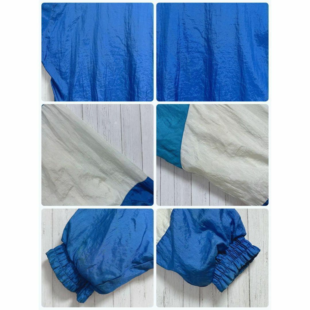 ヴィンテージ　ナイロンジャケット　マルチカラー　ブルー　ジップアップ　M メンズのジャケット/アウター(ナイロンジャケット)の商品写真
