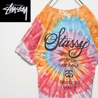 STUSSY - 希少 ステューシー タイダイ 柄 ワールドツアー 両面 ロゴ 半袖 Tシャツ