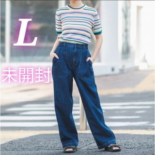 ユニクロ(UNIQLO)のポインテールボーダークルーネックセーター(半袖)　ユニクロ　INES　イネス　L(ニット/セーター)