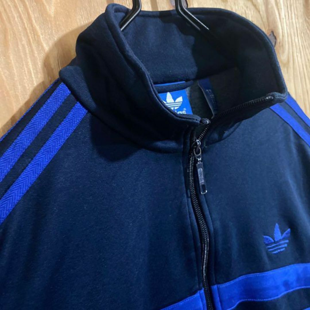 adidas(アディダス)のアディダス ロゴ ネイビー トラックジャケット US古着 90s ジャージ メンズのトップス(ジャージ)の商品写真