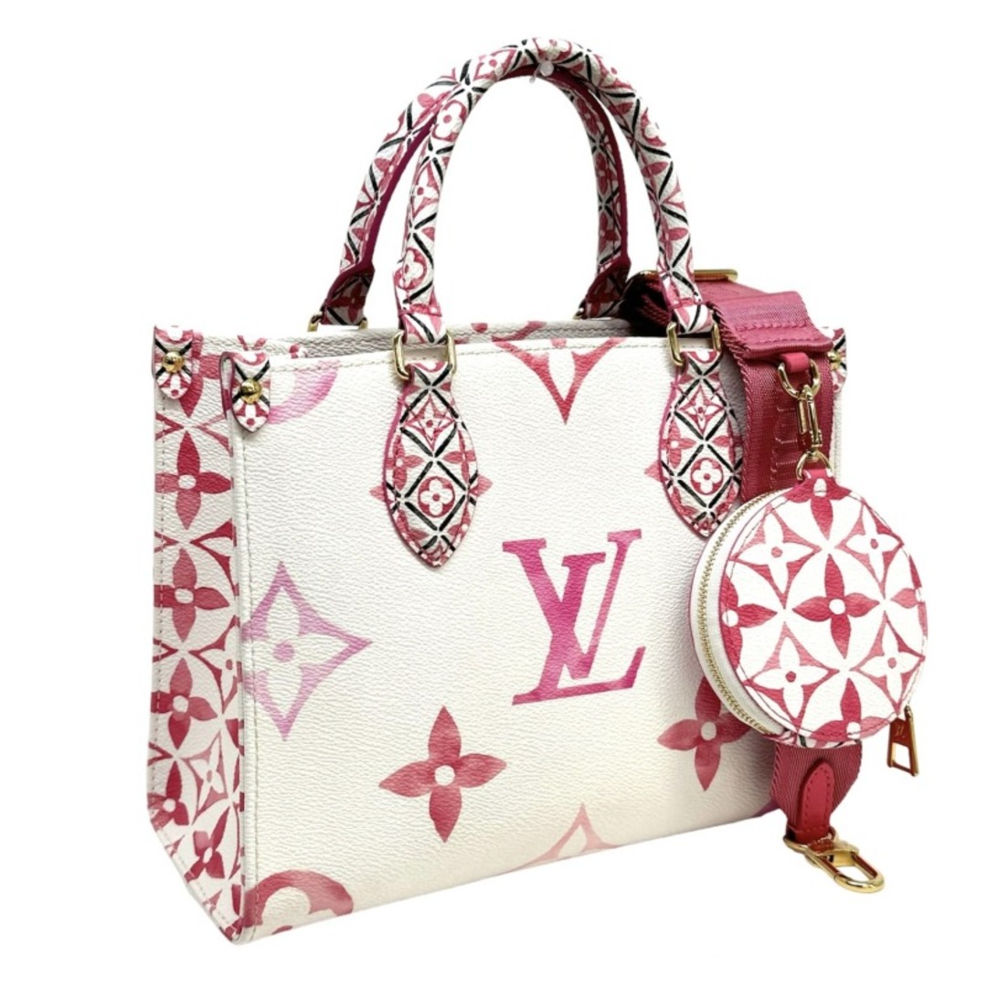 LOUIS VUITTON(ルイヴィトン)のルイヴィトン LOUIS VUITTON オンザゴーPM オンザゴー PM モノグラム フラワー LV バイ・ザ・プール バッグ トートバッグ ショルダーバッグ モノグラム・キャンバス ホワイト ピンク 白 ゴールド金具 2wayバッグ レディースのバッグ(トートバッグ)の商品写真