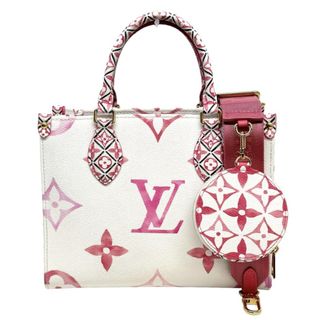 LOUIS VUITTON - ルイヴィトン LOUIS VUITTON オンザゴーPM オンザゴー PM モノグラム フラワー LV バイ・ザ・プール バッグ トートバッグ ショルダーバッグ モノグラム・キャンバス ホワイト ピンク 白 ゴールド金具 2wayバッグ