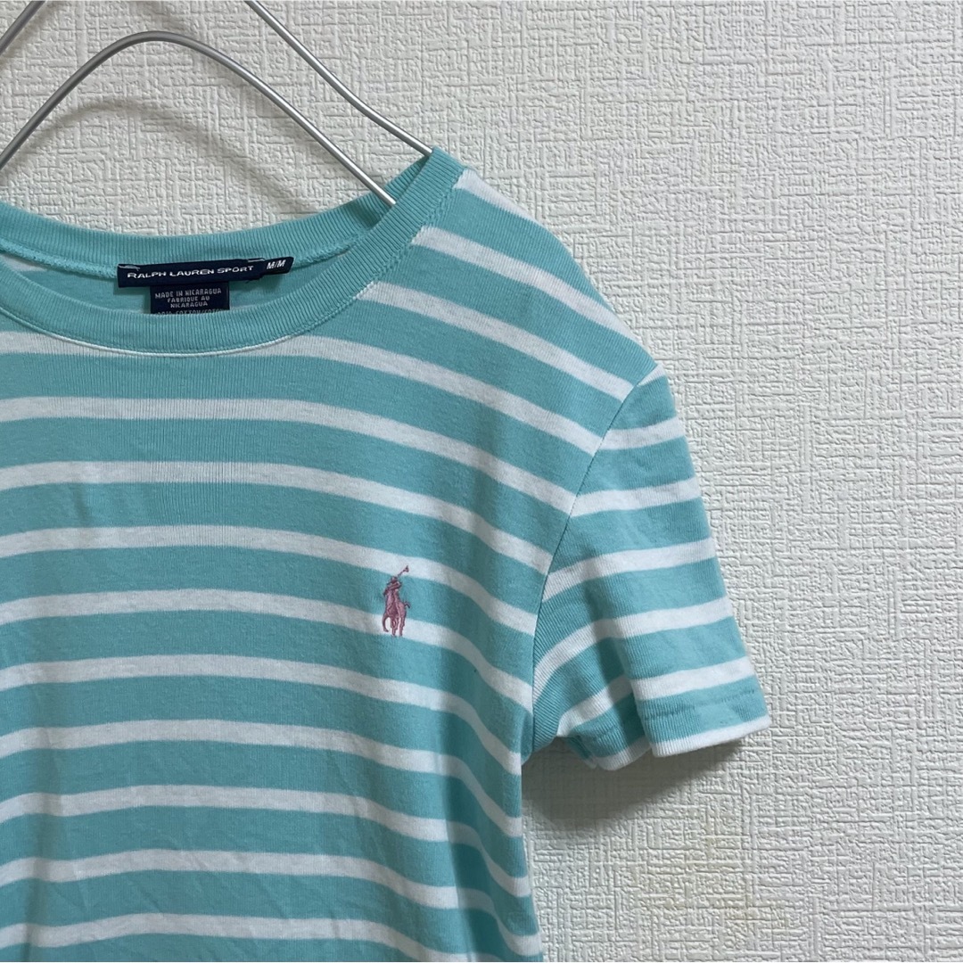 Ralph Lauren(ラルフローレン)のラルフローレン  スポーツ　Tシャツ　水色　ボーダー　さわやか　ロゴ　春 レディースのトップス(Tシャツ(半袖/袖なし))の商品写真