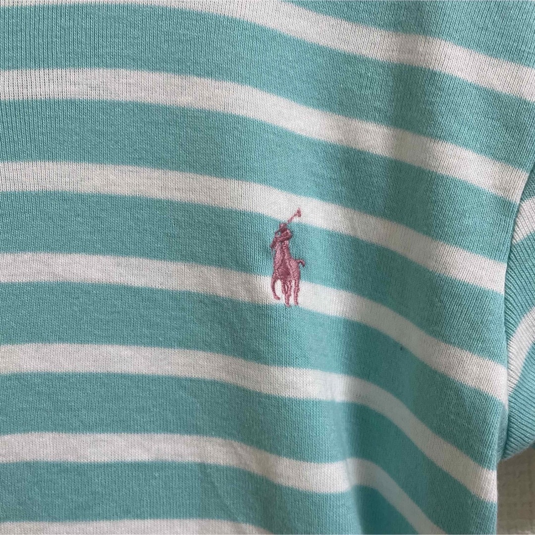 Ralph Lauren(ラルフローレン)のラルフローレン  スポーツ　Tシャツ　水色　ボーダー　さわやか　ロゴ　春 レディースのトップス(Tシャツ(半袖/袖なし))の商品写真