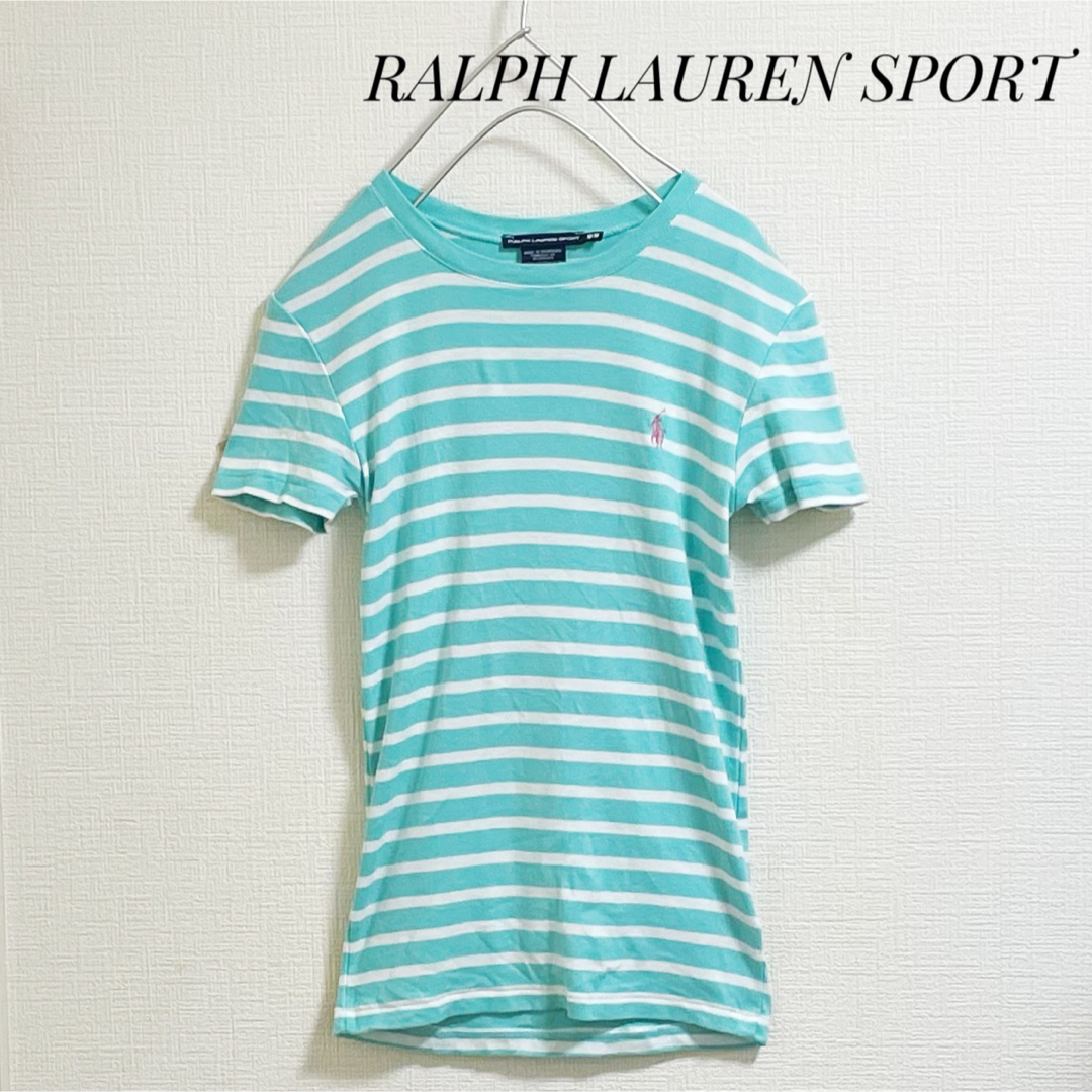 Ralph Lauren(ラルフローレン)のラルフローレン  スポーツ　Tシャツ　水色　ボーダー　さわやか　ロゴ　春 レディースのトップス(Tシャツ(半袖/袖なし))の商品写真