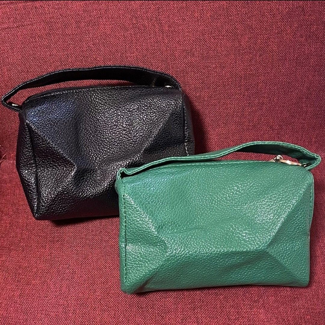 スクエアバッグ ショルダーバッグ ハンドバッグ ミニ グリーン ブラック レディースのバッグ(ショルダーバッグ)の商品写真