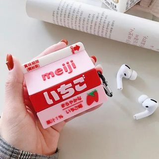 AirPodsPro ケース いちごミルク かわいい カバー airpods(モバイルケース/カバー)