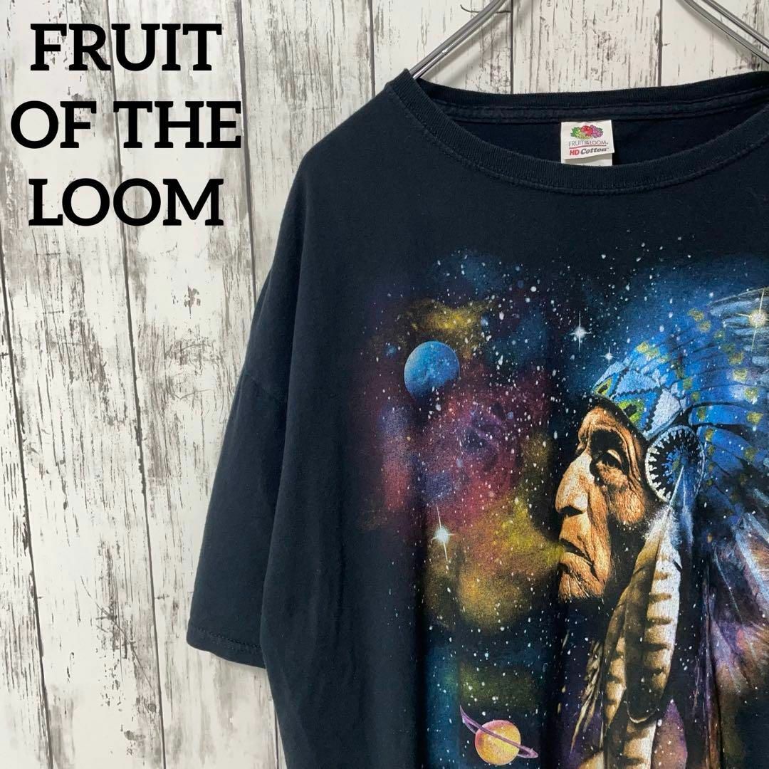 FRUIT OF THE LOOM(フルーツオブザルーム)のフルーツオブザルーム USA古着 インディアンコスモTシャツ XL 黒 メンズ メンズのトップス(Tシャツ/カットソー(半袖/袖なし))の商品写真