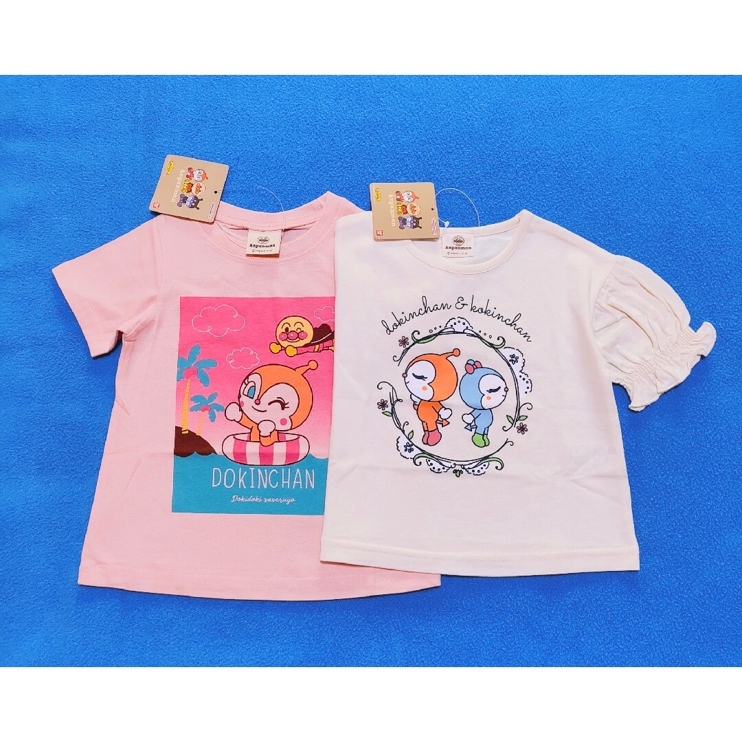 アンパンマン(アンパンマン)の新品　95cm　アンパンマン　半袖Ｔシャツ2枚セット　パフiv×海ピンク キッズ/ベビー/マタニティのキッズ服女の子用(90cm~)(Tシャツ/カットソー)の商品写真