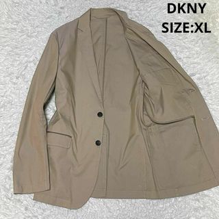 DKNY - 大きいサイズ DKNY 春夏 アンコンジャケット シャドーストライプ ベージュ