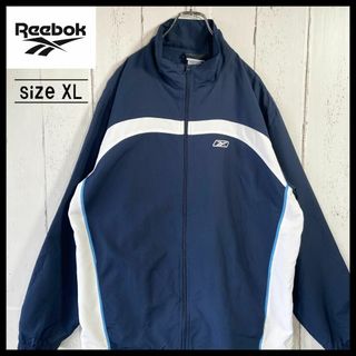 Reebok - リーボック Reebok ナイロンジャケット 刺繍ロゴ 古着 XL ネイビー