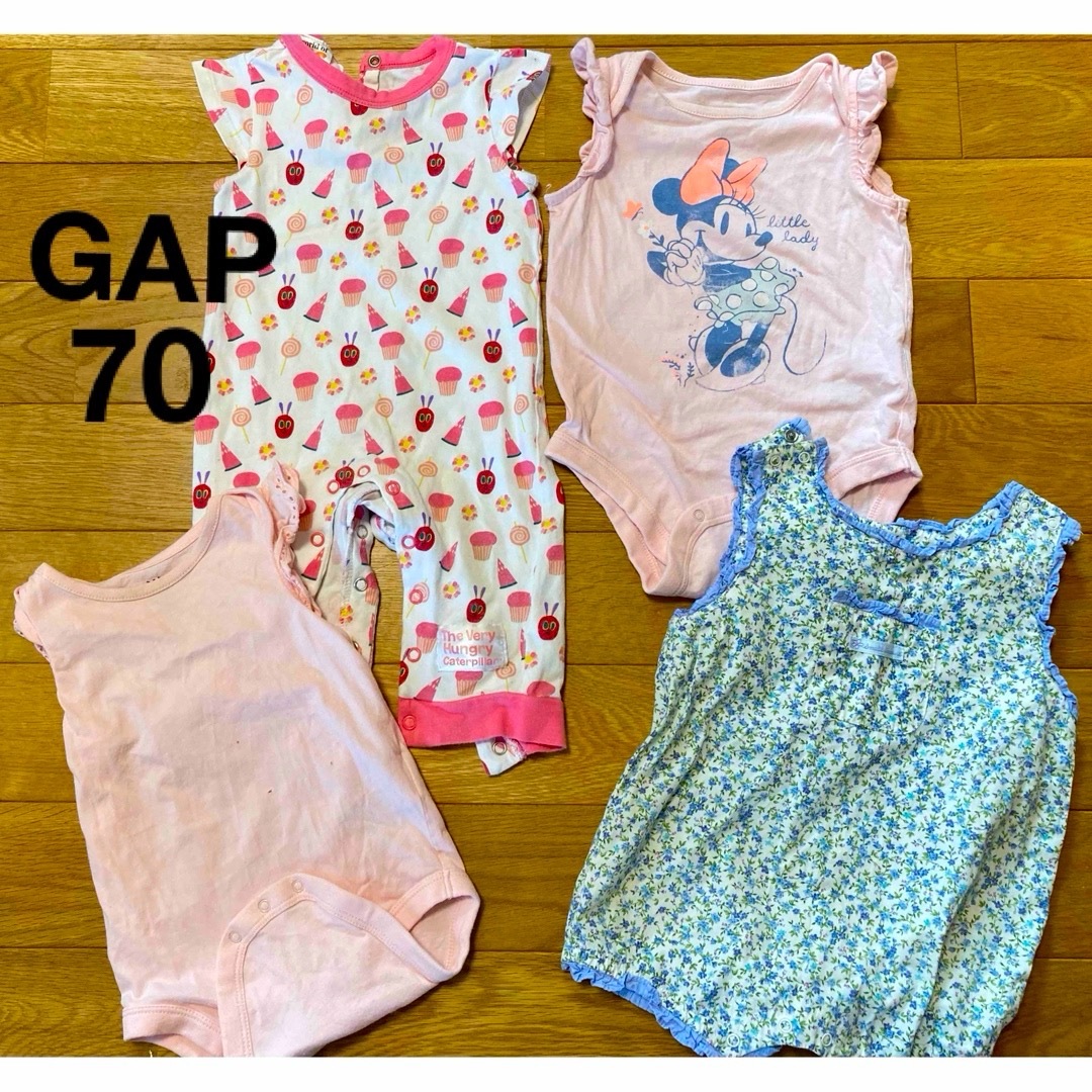 babyGAP(ベビーギャップ)のGAP   ロンパース　70  新生児　女の子　はらぺこあおむし　春服　おまとめ キッズ/ベビー/マタニティのベビー服(~85cm)(ロンパース)の商品写真