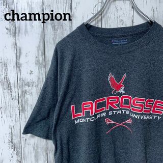 Champion - チャンピオン USA古着 ビッグプリントラクロスTシャツ XLダークグレーメンズ