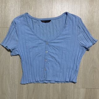 SHEIN - SHEIN  グロップド丈　半袖シャツ　Mサイズ　ブルー