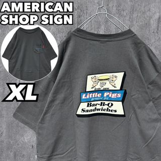 ヴィンテージ(VINTAGE)のアメリカンショップサイン プリント半袖Tシャツ バックプリント 大きいサイズ(Tシャツ/カットソー(半袖/袖なし))