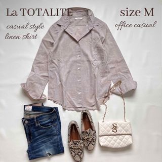 ラトータリテ(La TOTALITE)の◆美品◆トータリテ◆綿麻混薄手長袖シャツ◆ライトベージュ◆ブラウン◆フリーサイズ(シャツ/ブラウス(長袖/七分))