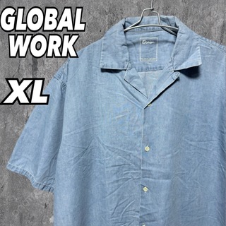 グローバルワーク(GLOBAL WORK)のGLOBAL WORK メンズ デニムシャツ 半袖 春 夏 ビッグシルエット(シャツ)