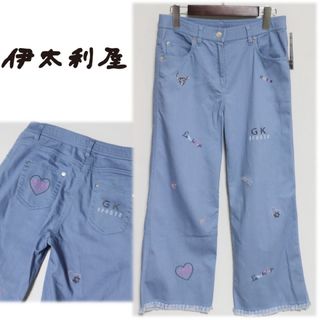 イタリヤ(伊太利屋)の《伊太利屋》新品 豪華刺繍多数 7分丈 ストレッチクロップドパンツ 9(W72)(クロップドパンツ)