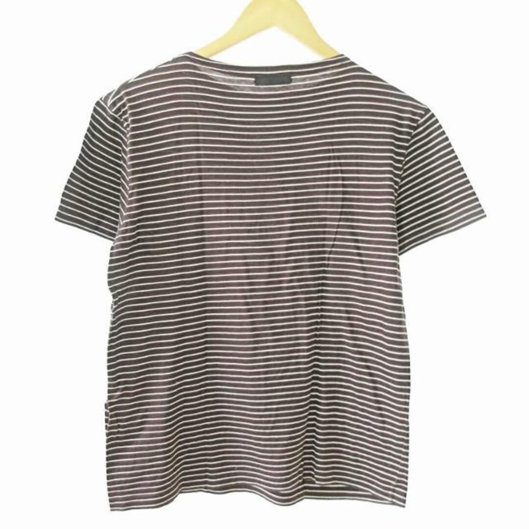 PRADA(プラダ)のプラダ PRADA Tシャツ カットソー 半袖 ボートネック ボーダー 茶 S メンズのトップス(Tシャツ/カットソー(半袖/袖なし))の商品写真