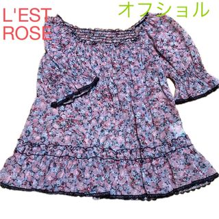 レストローズ(L'EST ROSE)のレストローズ オフショルダー パフスリーブ ピンク シアーブラウス(シャツ/ブラウス(半袖/袖なし))