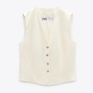 ザラ(ZARA)のZARAリネンブレンドベスト ジレ トップス(ベスト/ジレ)