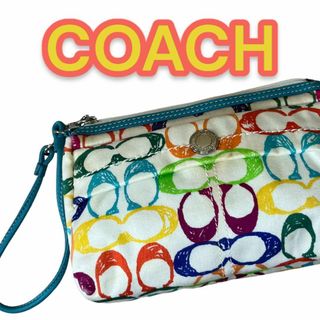 大人気　COACH　コーチ　マルチカラーポーチ　シグネチャー　小物入れ　正規品(ポーチ)