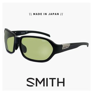 スミス(SMITH)の【新品】 日本製 SMITH Aura オーラ Matte Black X-Light Green 37 スミス 明るい 偏光サングラス 釣り 釣り用 メーカー ブランド おすすめ 偏光 レンズ スポーツサングラス メンズ 黒 ブラック フレーム 朝 夕方 曇り 薄い色(サングラス/メガネ)