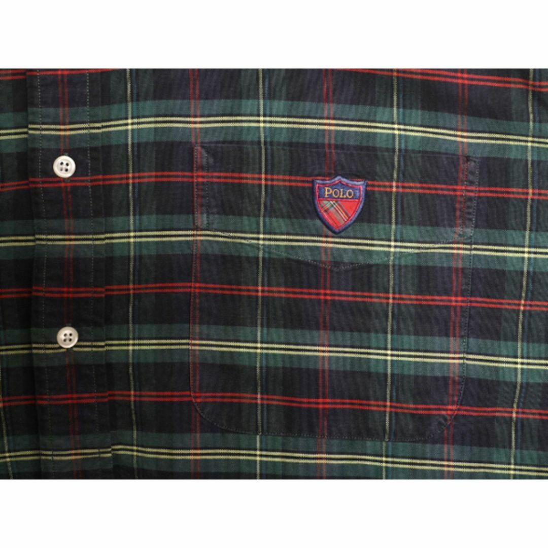 Ralph Lauren(ラルフローレン)の90s BIG SHIRT ラルフローレン オックスフォード チェック ボタンダウン シャツ メンズ L 古着 90年代 オールド ポロ 長袖シャツ BDシャツ メンズのトップス(シャツ)の商品写真