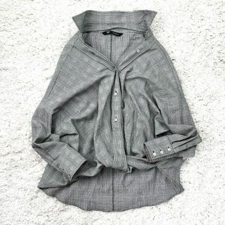 ザラ(ZARA)のZARA フロントツイスト グレンチェック 長袖 ブラウス シャツ ドルマン(シャツ/ブラウス(長袖/七分))