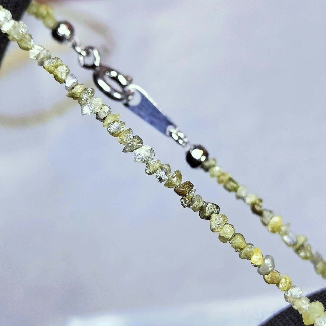 天然 イエローダイヤモンド 原石ラフカット ブレスレット シルバー925 ① レディースのアクセサリー(ブレスレット/バングル)の商品写真