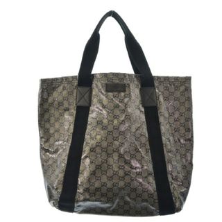 グッチ(Gucci)のGUCCI グッチ トートバッグ - グレーx黒系(総柄) 【古着】【中古】(トートバッグ)