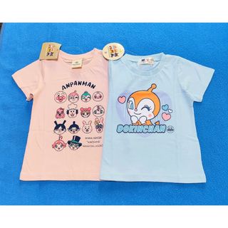 アンパンマン(アンパンマン)の新品　100cm　アンパンマン　半袖Ｔシャツ2枚セット　ドキンB×ガールズＰ(Tシャツ/カットソー)