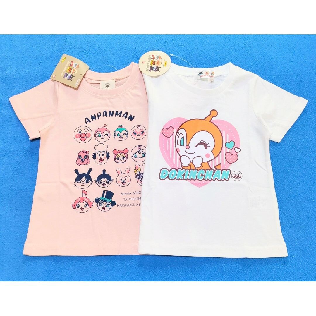 アンパンマン(アンパンマン)の新品　100cm　アンパンマン　半袖Ｔシャツ2枚セット　ドキンW×ガールズＰ キッズ/ベビー/マタニティのキッズ服女の子用(90cm~)(Tシャツ/カットソー)の商品写真