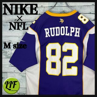 ナイキ(NIKE)のナイキ NFL プリントロゴ バイキングス 半袖ゲームシャツ 紫白 M(Tシャツ/カットソー(半袖/袖なし))