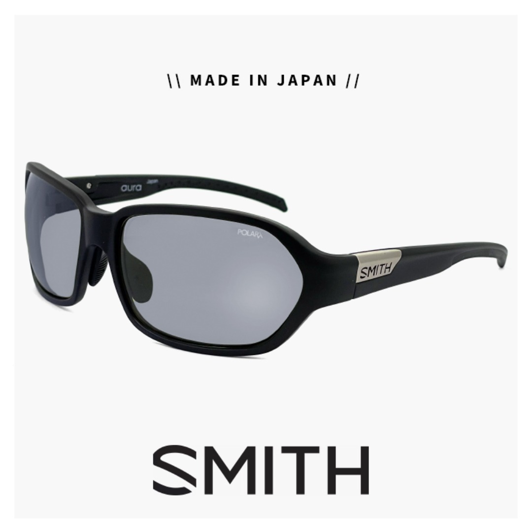 SMITH(スミス)の【新品】 日本製 SMITH Aura オーラ Matte Black X-Gray 27 スミス 明るい 偏光サングラス 釣り 釣り用 メーカー ブランド おすすめ 偏光 レンズ スポーツサングラス メンズ 黒 ブラック フレーム 朝 夕方 曇り 薄い色 メンズのファッション小物(サングラス/メガネ)の商品写真