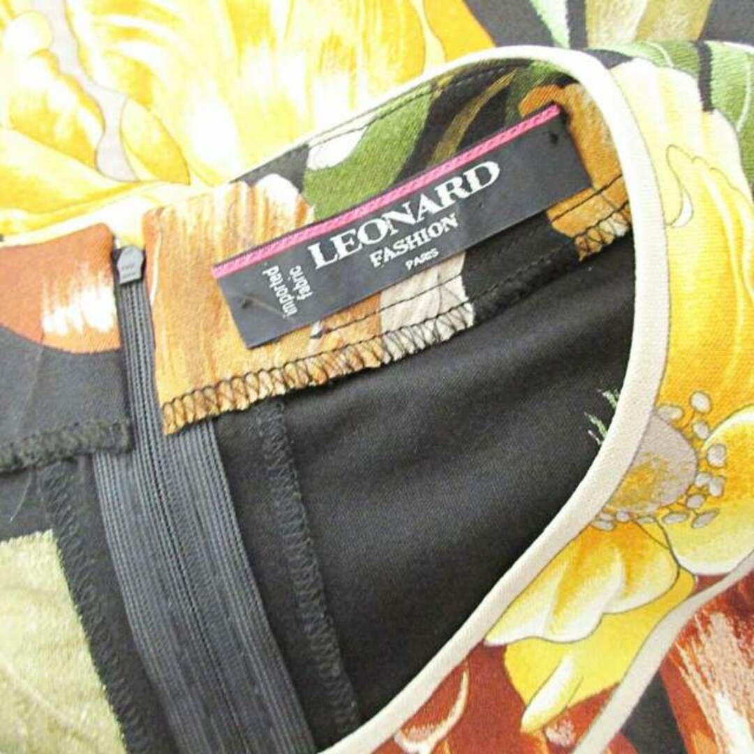 LEONARD(レオナール)のレオナール Fashion 美品 シルク 長袖 カットソー 花柄 黒 茶 13 レディースのトップス(カットソー(長袖/七分))の商品写真