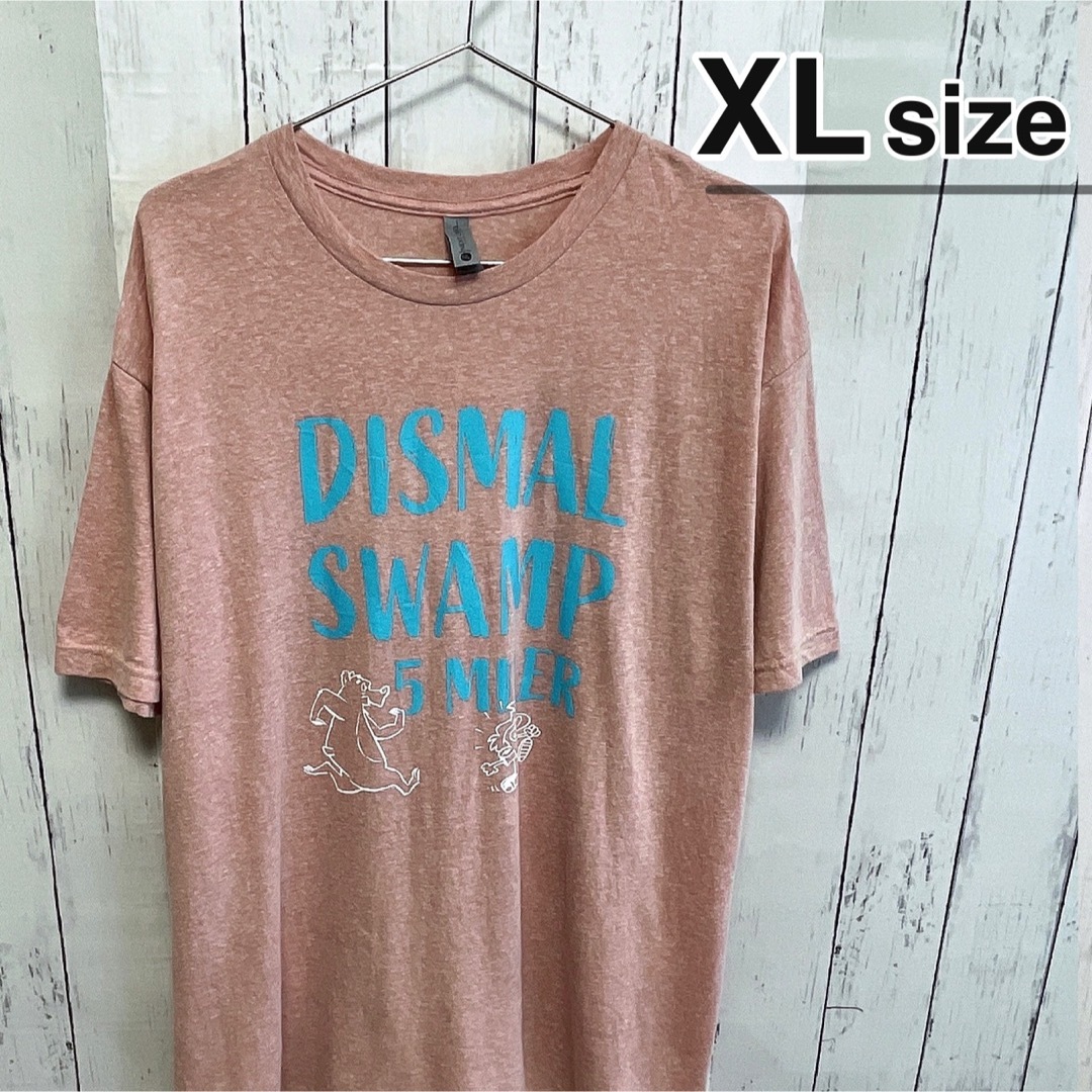 USA古着　Tシャツ　XLサイズ　ピンク　杢カラー　キャラクター　プリント　ロゴ メンズのトップス(Tシャツ/カットソー(半袖/袖なし))の商品写真
