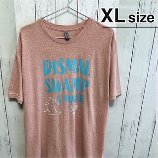 USA古着　Tシャツ　XLサイズ　ピンク　杢カラー　キャラクター　プリント　ロゴ(Tシャツ/カットソー(半袖/袖なし))