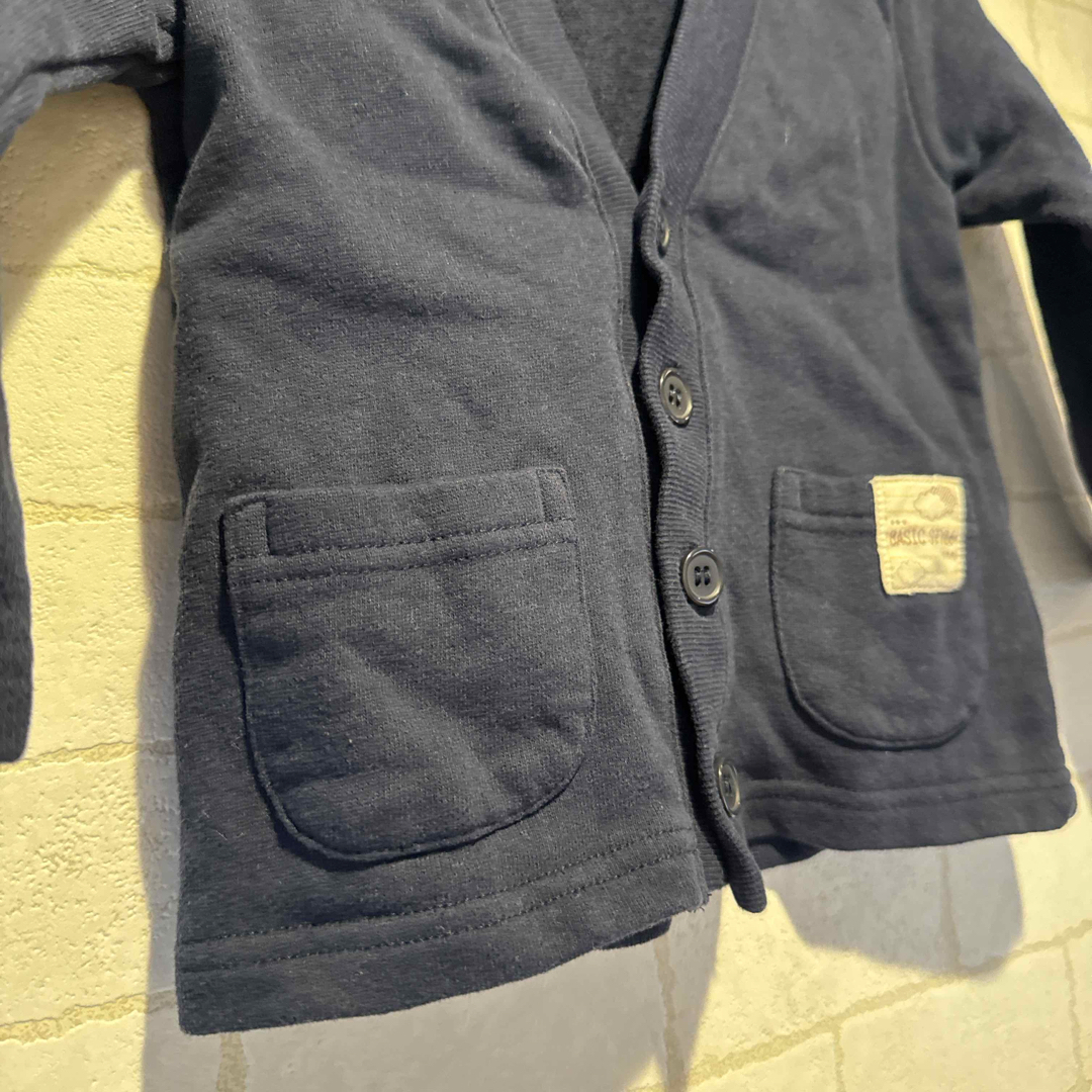 【未使用！90】カーディガン ネイビー コットン キッズ ベビー トップス キッズ/ベビー/マタニティのキッズ服男の子用(90cm~)(カーディガン)の商品写真