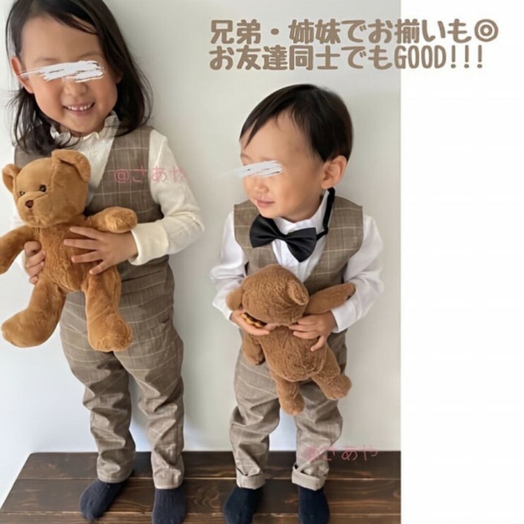 キッズ ベビー 80 チェック柄 スーツ セットアップ 子ども フォーマル 新品 キッズ/ベビー/マタニティのベビー服(~85cm)(セレモニードレス/スーツ)の商品写真