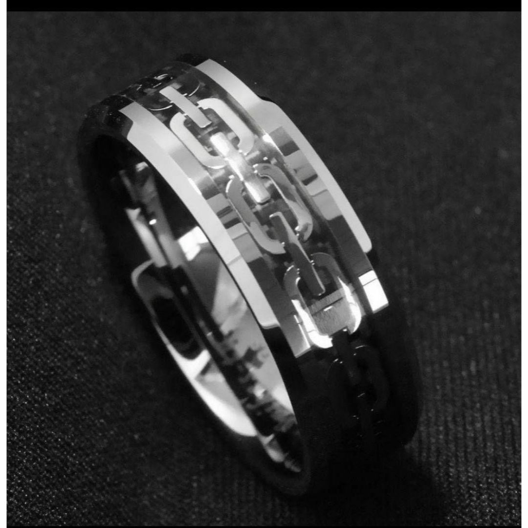 【H042】リング メンズ アクセサリー ブラック シルバー 指輪 20号 メンズのアクセサリー(リング(指輪))の商品写真