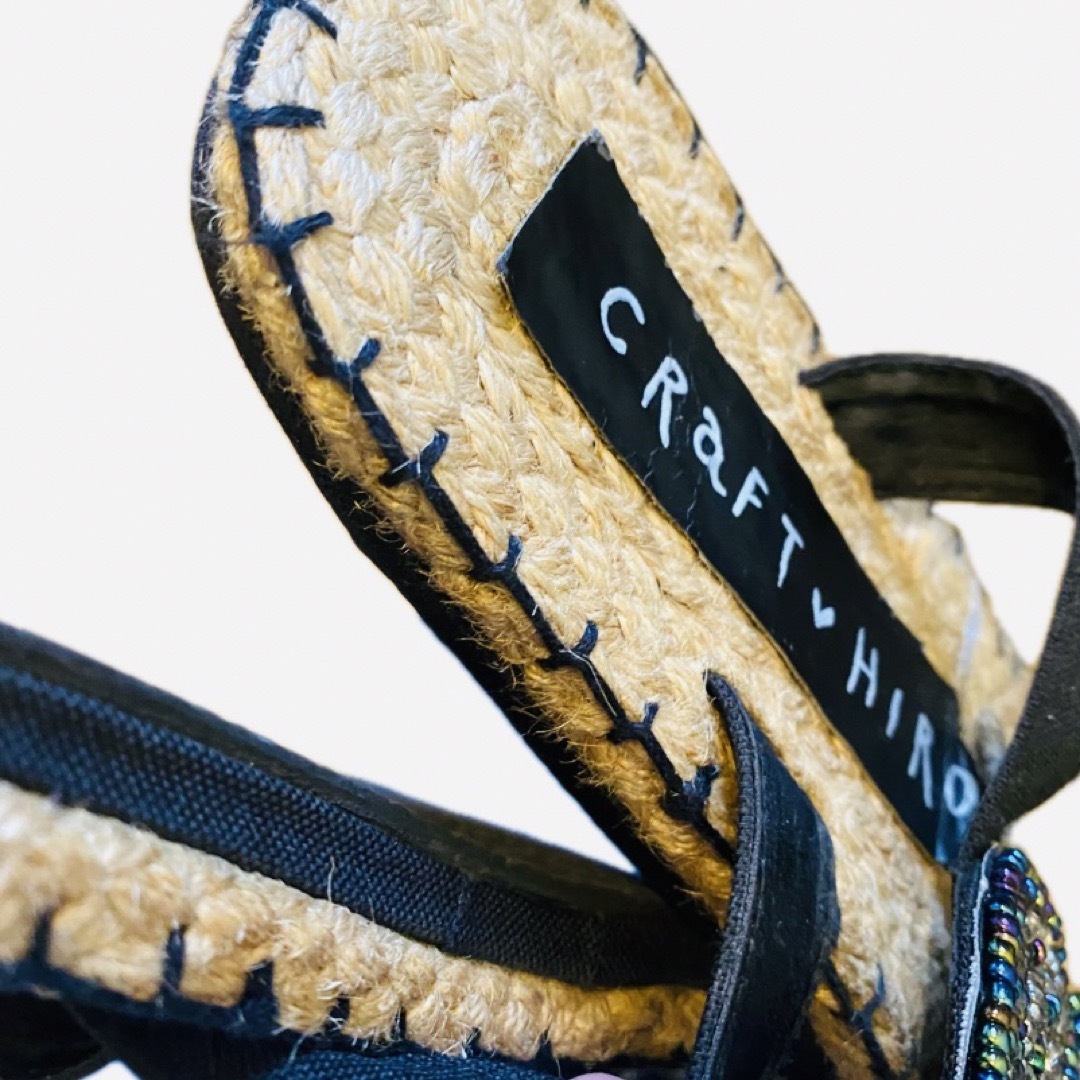 麻❤︎編み込み　ビーズサンダル レディースの靴/シューズ(サンダル)の商品写真