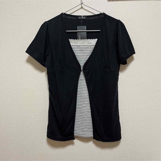 新品 重ね着風 ドッキング カットソー Tシャツ(Tシャツ(半袖/袖なし))