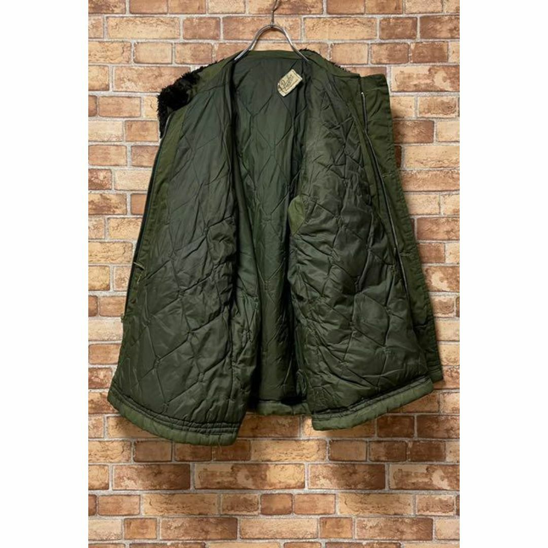 ヴィンテージ　モッズコート　C&Cジッパー　中綿キルティング　ファー付　グリーン メンズのジャケット/アウター(モッズコート)の商品写真