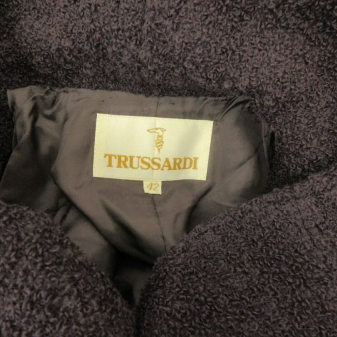 Trussardi(トラサルディ)のトラサルディ ウール ジャケット コート パイル地 紫 42 約M ■GY09 レディースのジャケット/アウター(ブルゾン)の商品写真