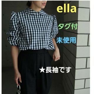 ユナイテッドアローズ(UNITED ARROWS)のタグ付き 未使用  eLLa チェックブラウス   ネイビー(シャツ/ブラウス(長袖/七分))