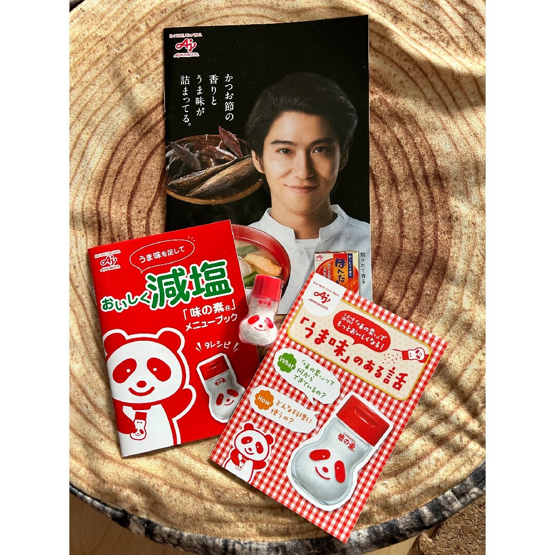 味の素(アジノモト)の味の素 アジパンダ ミニボトル 6g味の素説明ブックとレシピ集 エンタメ/ホビーのおもちゃ/ぬいぐるみ(キャラクターグッズ)の商品写真