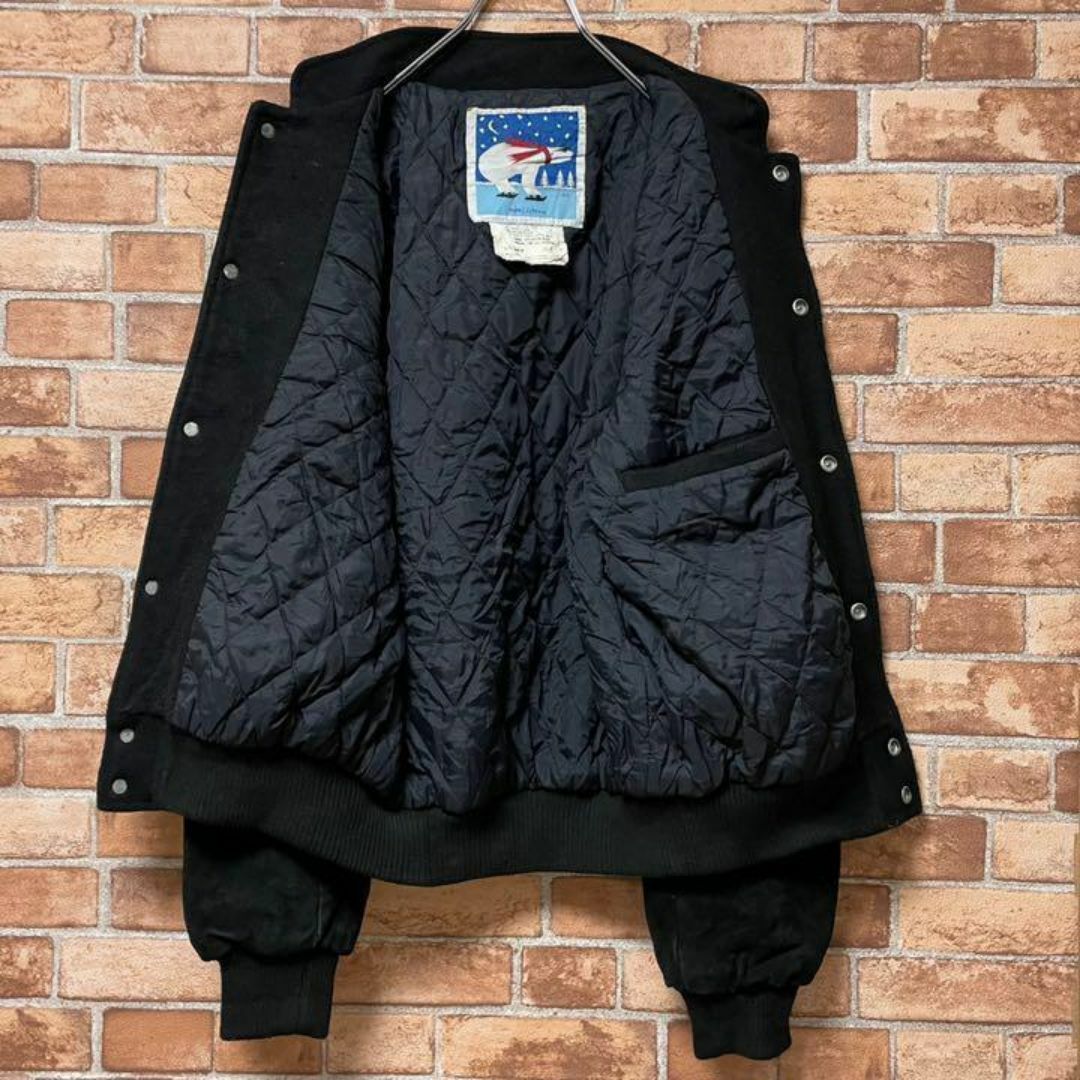 MarciLipman カナダ製　袖スウェード　ウールスタジャン　刺繍ロゴ　S メンズのジャケット/アウター(スタジャン)の商品写真