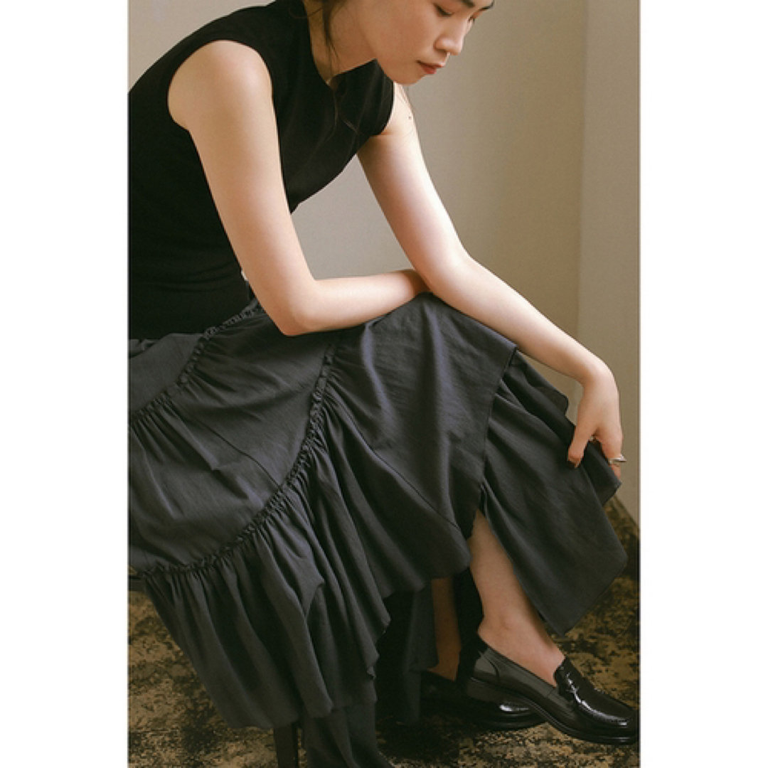 CASA FLINE(カーサフライン)のカーサフライン　コットンティアードスカート　ブラック レディースのスカート(ロングスカート)の商品写真
